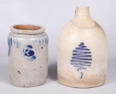 (2) Blue Decorated Stoneware J