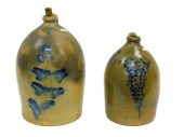 (2) BLUE DECORATED STONEWARE J