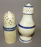 2 BLUE EDGED PEARLWARE PEPPER
