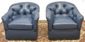 (2) BLUE LEATHER UPHOLSTERED S