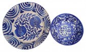 (2) BLUE TIN-GLAZED EARTHENWAR
