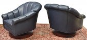 (2) BLUE TUFTED LEATHER SWIVEL