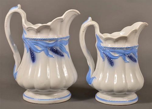 2 BLUE WHEAT PATTERN IRONSTONE