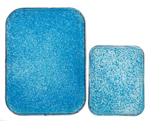 2 BLUE & WHITE GRANITEWARE