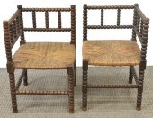 (2) BOBBIN TURNED RUST SEAT CO