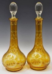 2) BOHEMIAN AMBER CUT-TO-CLEAR