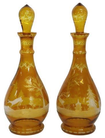 (2) BOHEMIAN AMBER CUT-TO-CLEAR