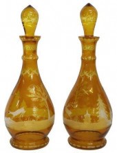 (2) BOHEMIAN AMBER CUT-TO-CLEA