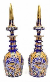 2) BOHEMIAN CASED PARCEL GILT