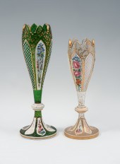 2 BOHEMIAN ENAMELED GLASS VASE