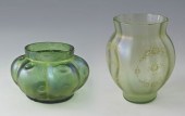 2 BOHEMIAN GLASS VASES: 1) Loe