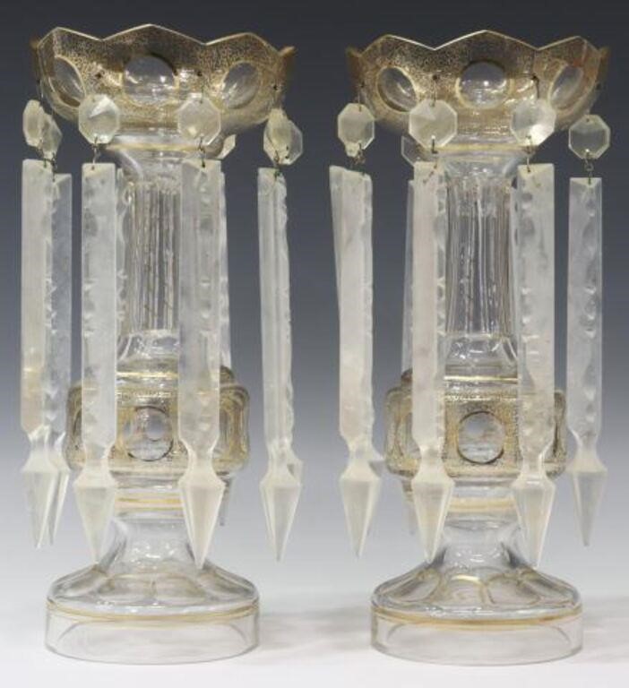 2) BOHEMIAN PARCEL GILT CLEAR GLASS