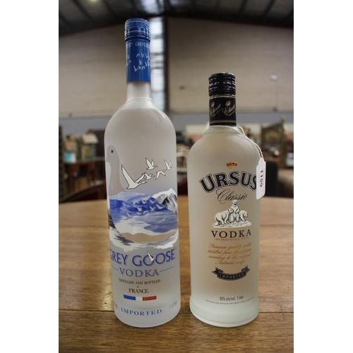 2 bottles of Vodka; 1 Grey Goose, 1