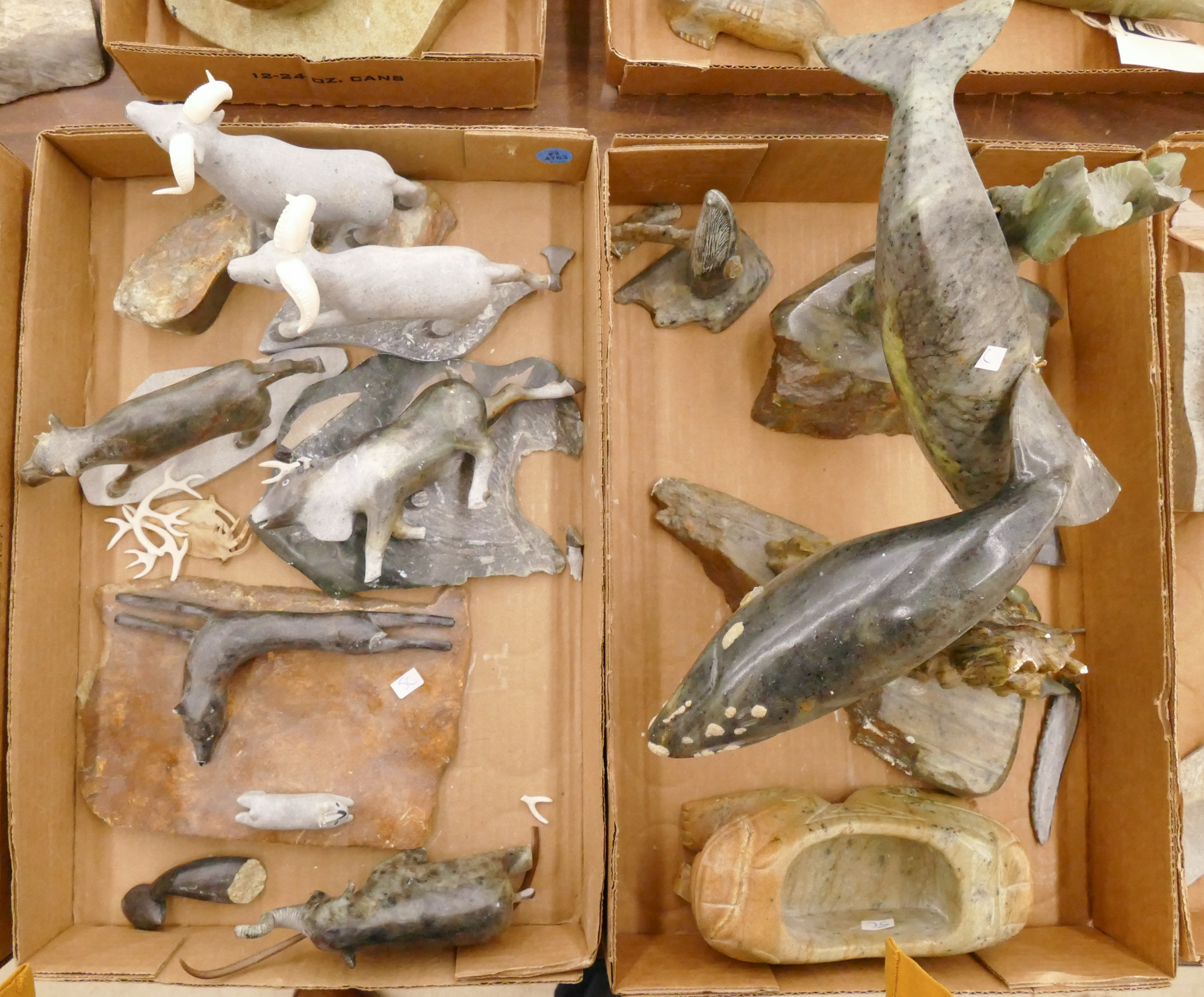2 Boxes Alaskan Soapstone Whale &
