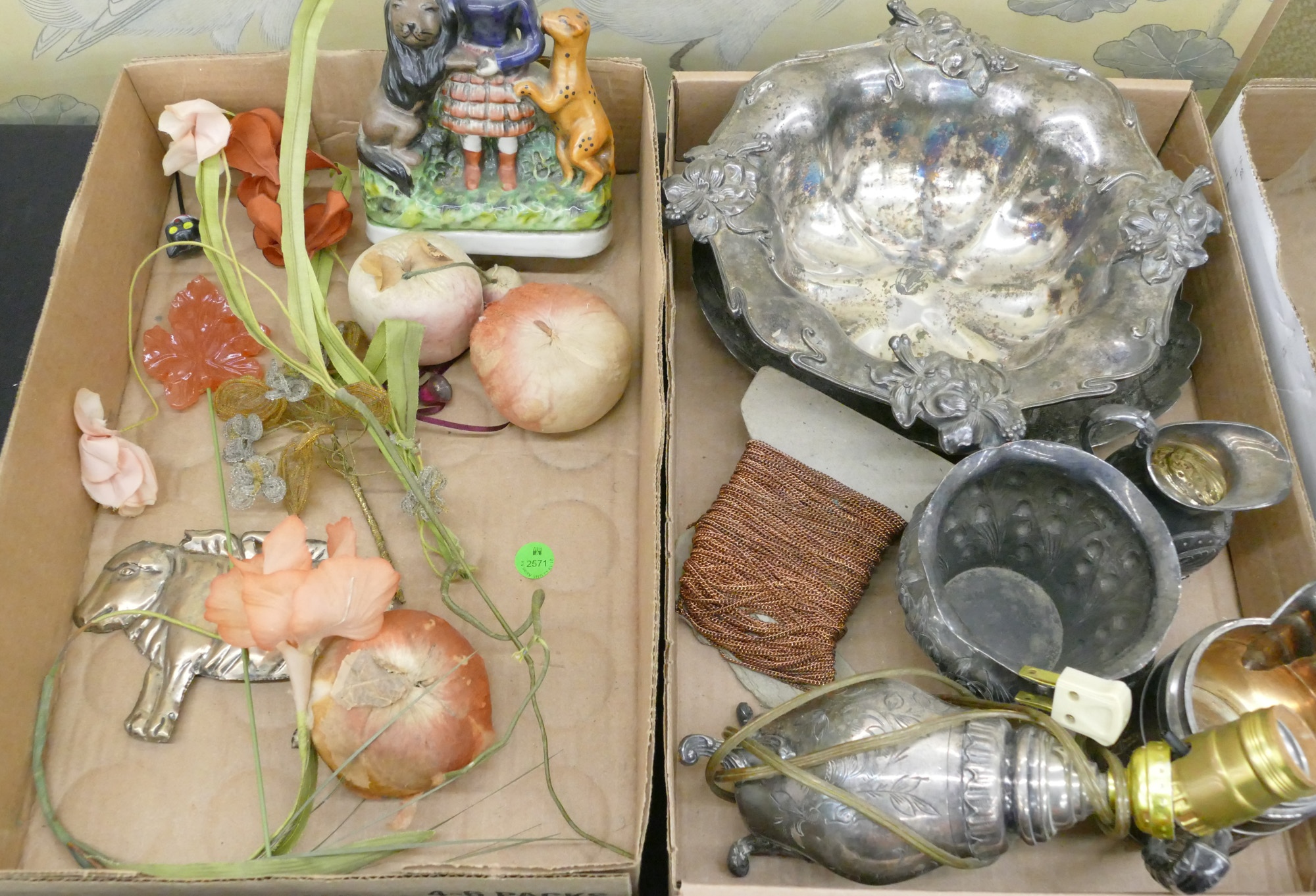 2 Boxes Antique Silverplate and