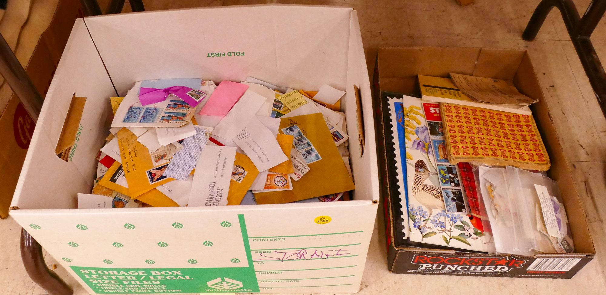 2 Boxes Cancelled Stamps and