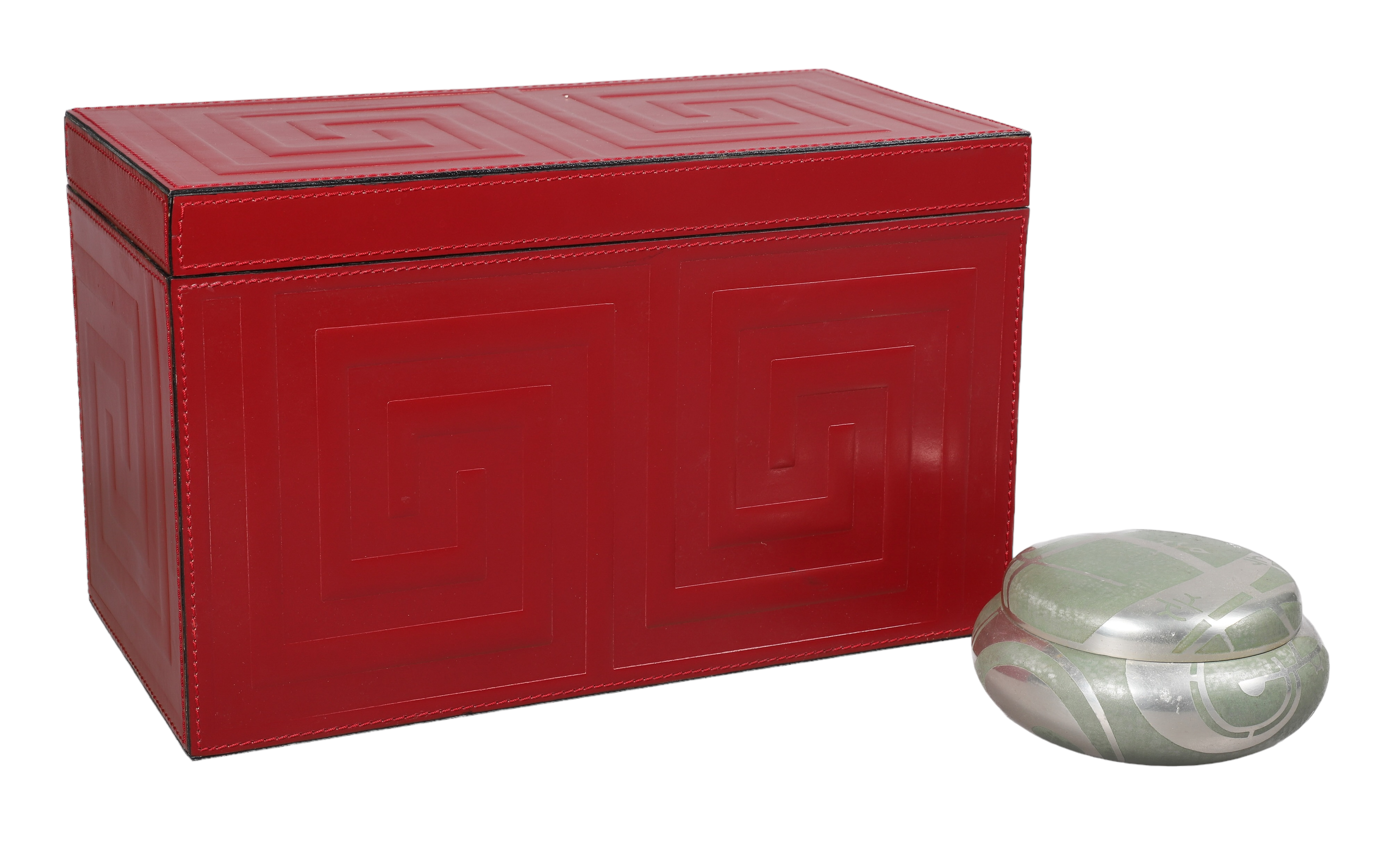 (2) Boxes, c/o embossed red leather