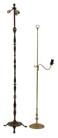 (2) BRASS 1-LIGHT & 3-LIGHT FLOOR