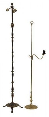 (2) BRASS 1-LIGHT & 3-LIGHT FL