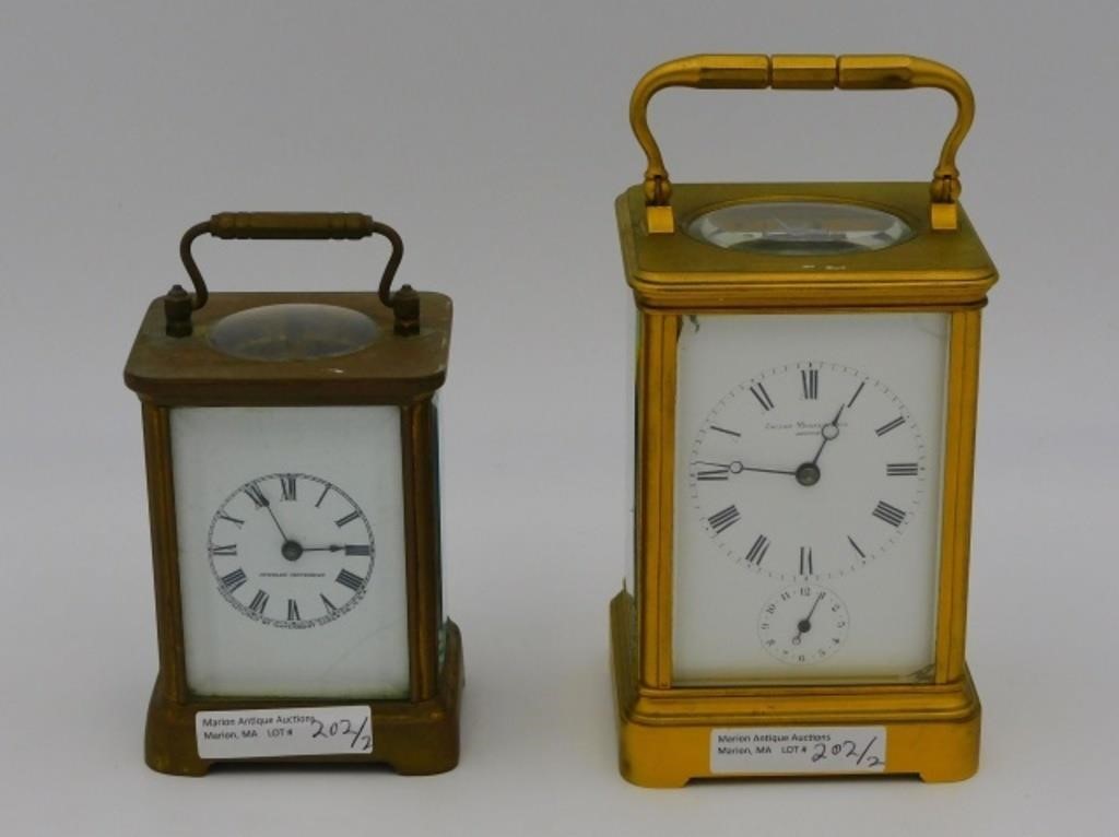 (2) BRASS AND GLASS CARRIAGE