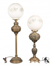 (2) Brass banquet lamps, c/o B