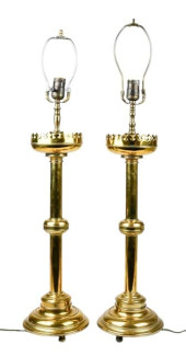 2 BRASS CHURCH ALTER CANDLE ST