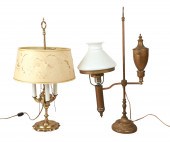 (2) Brass electrified table la
