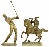 (2) BRASS FIGURAL GROUP: KNIGH