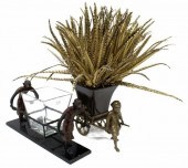(2) BRASS, GLASS & CERAMIC MON