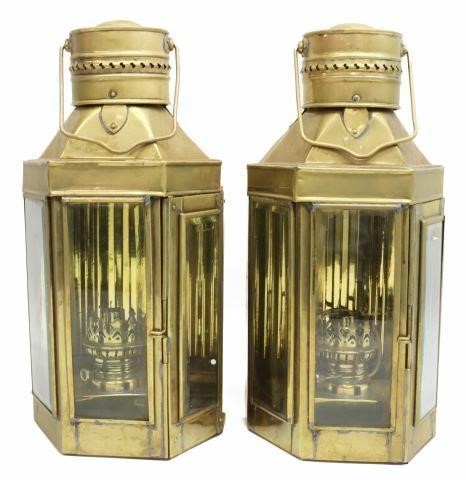 (2) BRASS HANGING SHIP LANTERNS,