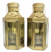 (2) BRASS HANGING SHIP LANTERN