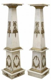 (2) BRASS-MOUNTED MARBLE PEDES
