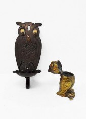 2 BRASS OWL PIECES2 pieces, br