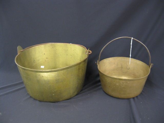 2 Brass Pails 11'' & 15'' diameter