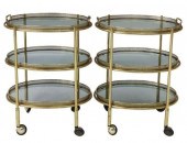 (2) BRASS TRAY-TOP SERVICE TRO