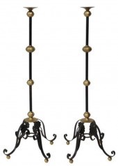 (2) BRASS & WROUGHT IRON CANDL
