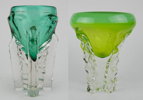2 BRENT MARSHALL ART GLASS VASES2