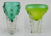 2 BRENT MARSHALL ART GLASS VAS