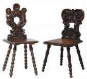 (2) BRITISH FIGURAL CARVED HAL