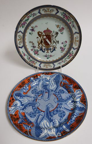 2 BRITISH PORCELAIN PLATES, 18TH