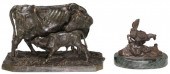 (2) BRONZE ANIMAL SCULPTURES,