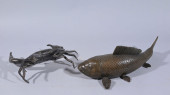 (2) BRONZE AQUATIC SCULPTURES<