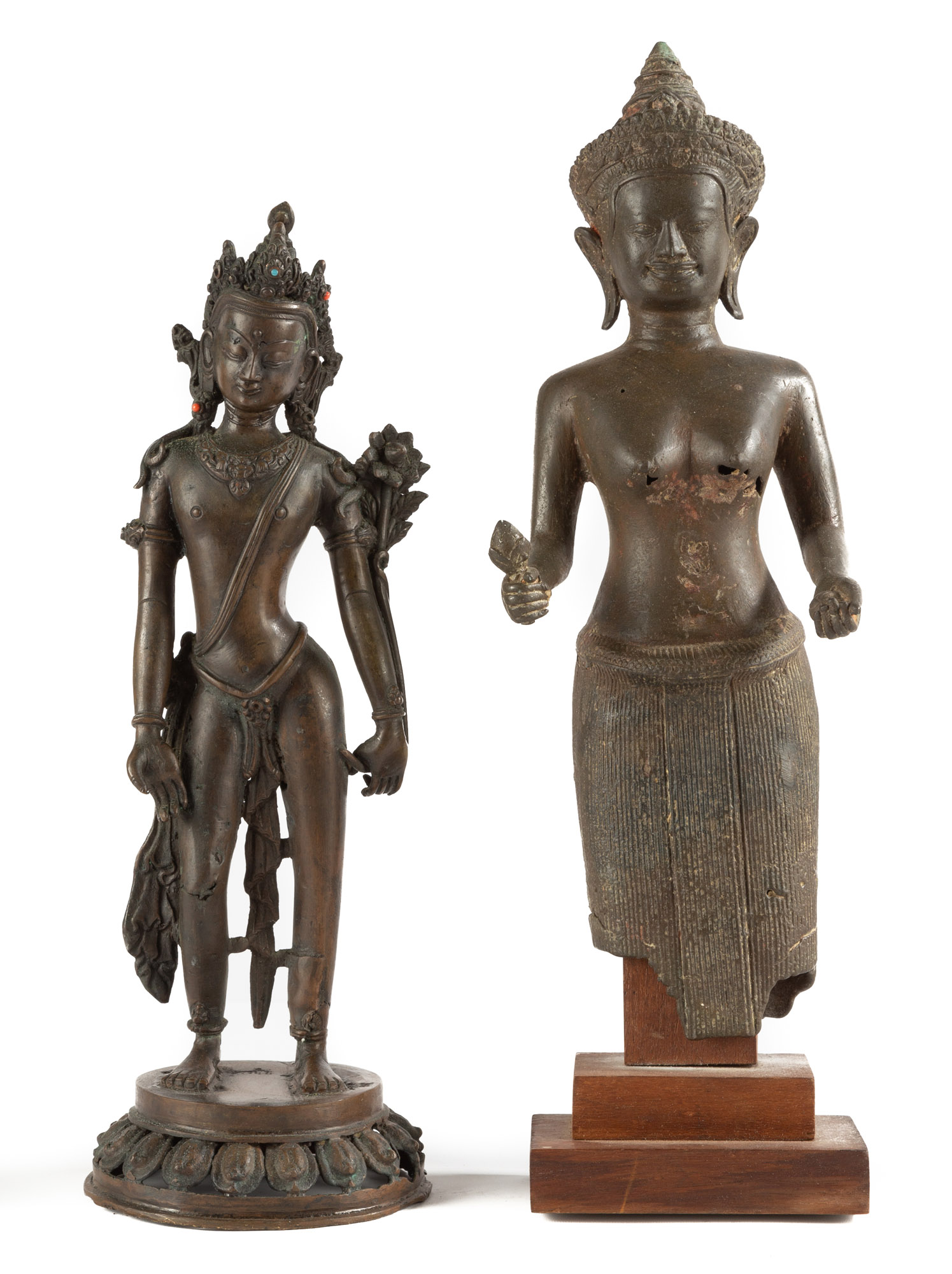 (2) BRONZE ASIAN FIGURES (2) Bronze