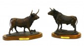 (2) BRONZE BULL SCULPTURES BY