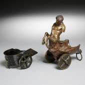 (2) BRONZE CHARIOTS, ONE A FIG