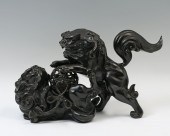 2 BRONZE CHINESE FOO DOGS WITH