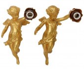 (2) BRONZE DORE CHERUB SINGLE-
