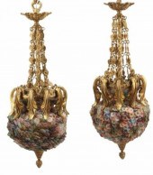(2) BRONZE DORE & COLORED CRYS