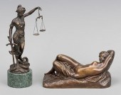 2 BRONZE FEMALE SCULPTURES, IN