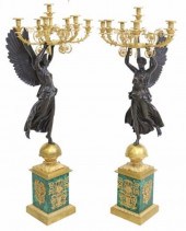 (2) BRONZE & MALACHITE 7-LT FI